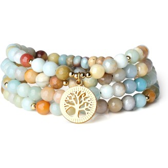 Tree of Life 108 Mala Beads Stone Wrap Bracelet Necklace