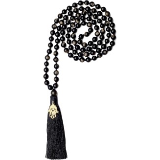 Hand Knotted Tassel 108 Beads Stone Mala Necklace