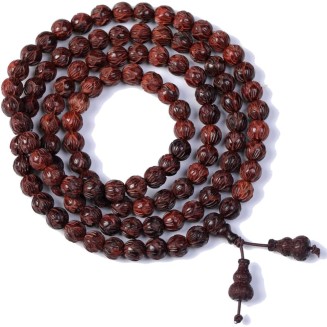 Unisex Natural African Blood Red Sandalwood Prayer Beads Tibetan Buddhism Mala Bracelet Necklace